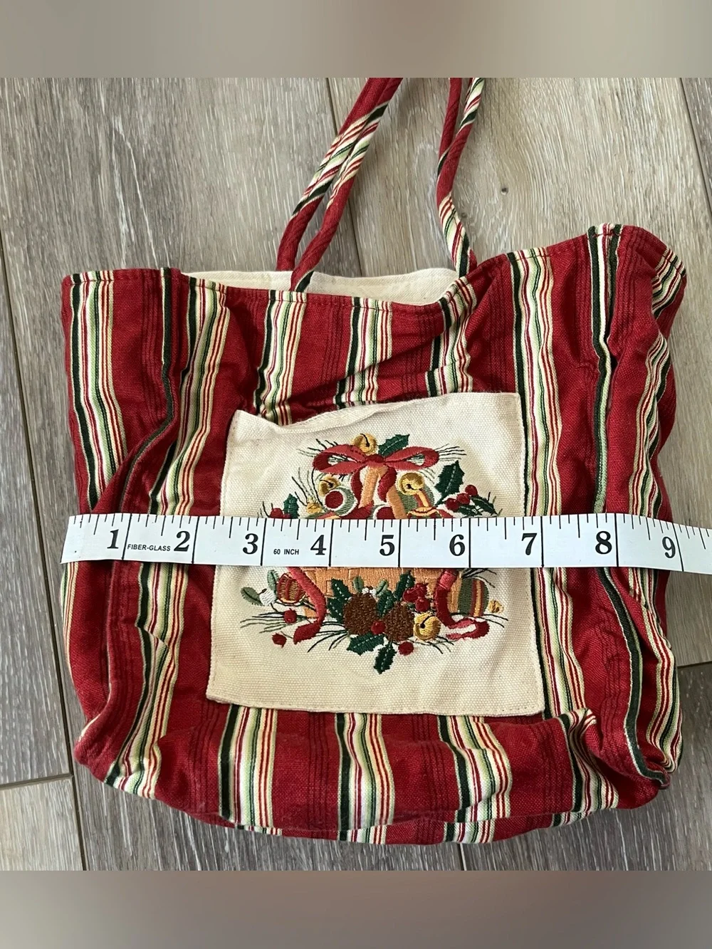 Retired Longaberger 2005 Red Holiday Canvas Tote Bag I great condition